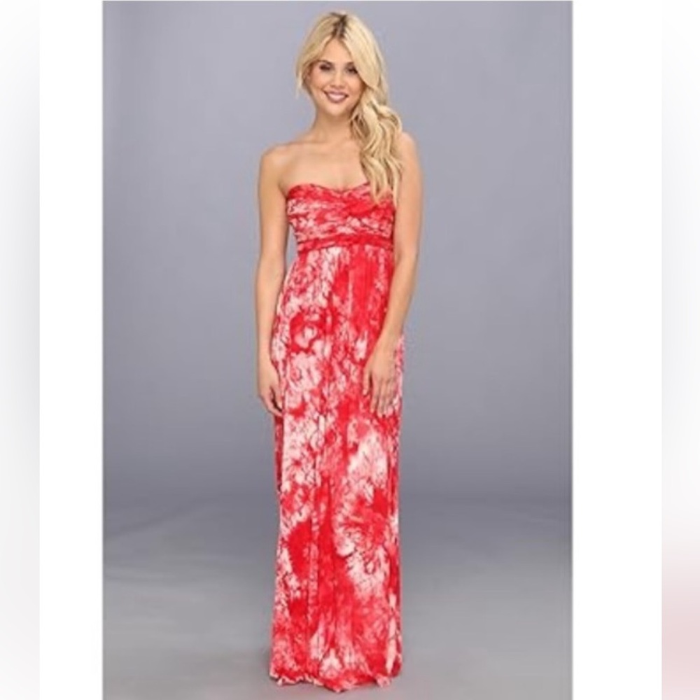Women’s Elegant Culture Phit Liliana Strapless Red Tie-Dye Maxi Dress XS